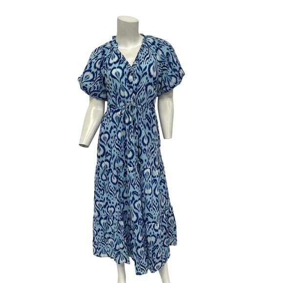 Banjanan 'Poppy' Blue Cotton Midi Dress Size S - Picture 2 of 5